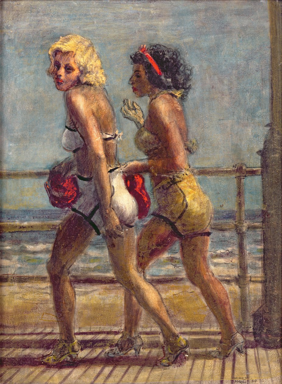 Dwie dziewczyny na promenadzie (tempera na płótnie) autorstwa Reginald Marsh