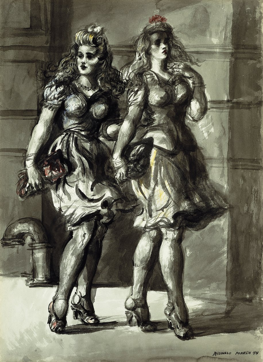 Dwie spacerujące młode kobiety autorstwa Reginald Marsh