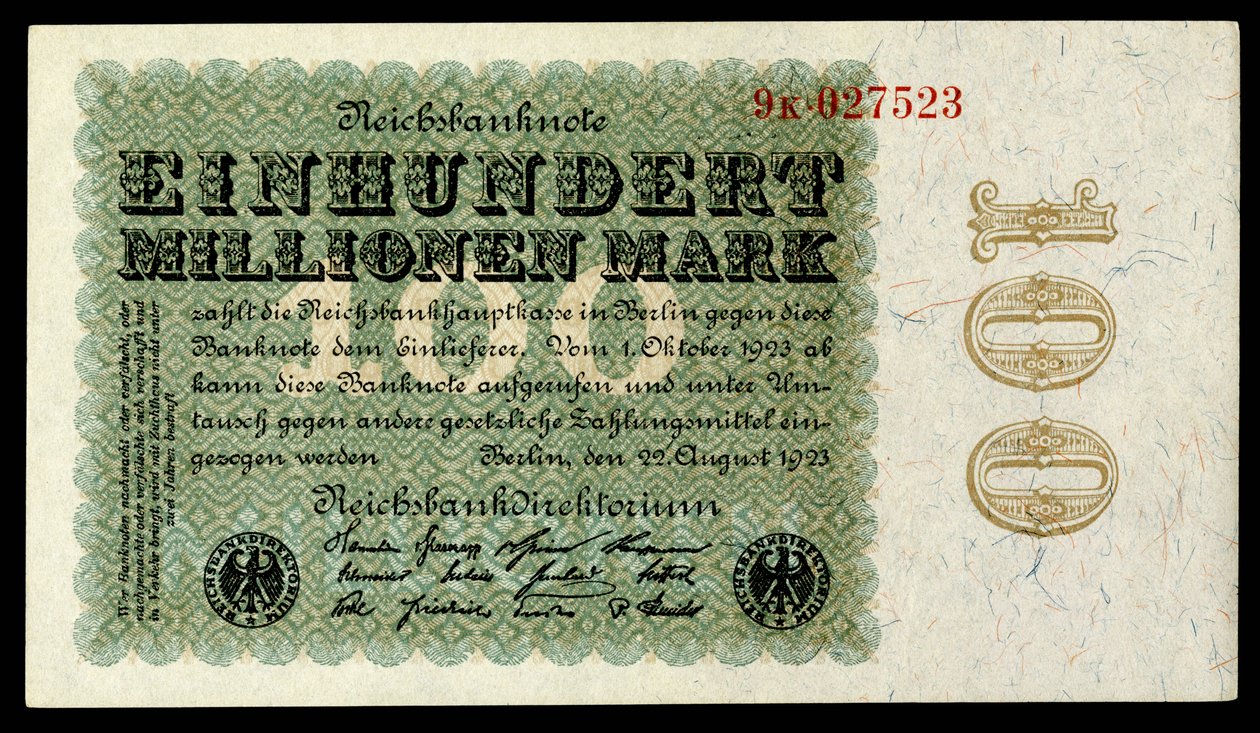 Papiermark Republiki Weimarskiej, okres hiperinflacji po I wojnie światowej autorstwa Reichsbankdirektorium Berlin