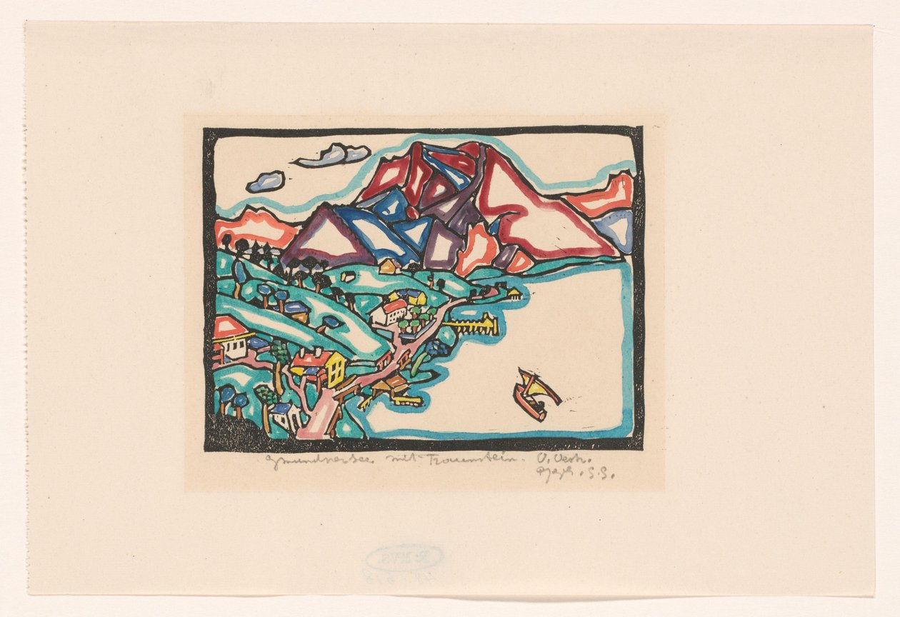 Gmünder See z Traunsteinem (oryginalny tytuł na obiekcie) autorstwa Reijer Stolk (signed by artist)