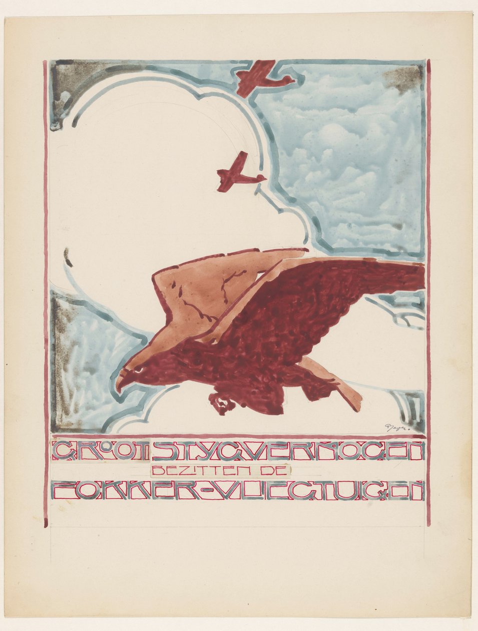 Samolot Fokker ma duży udźwig (oryginalny tytuł na obiekcie) autorstwa Reijer Stolk (signed by artist)