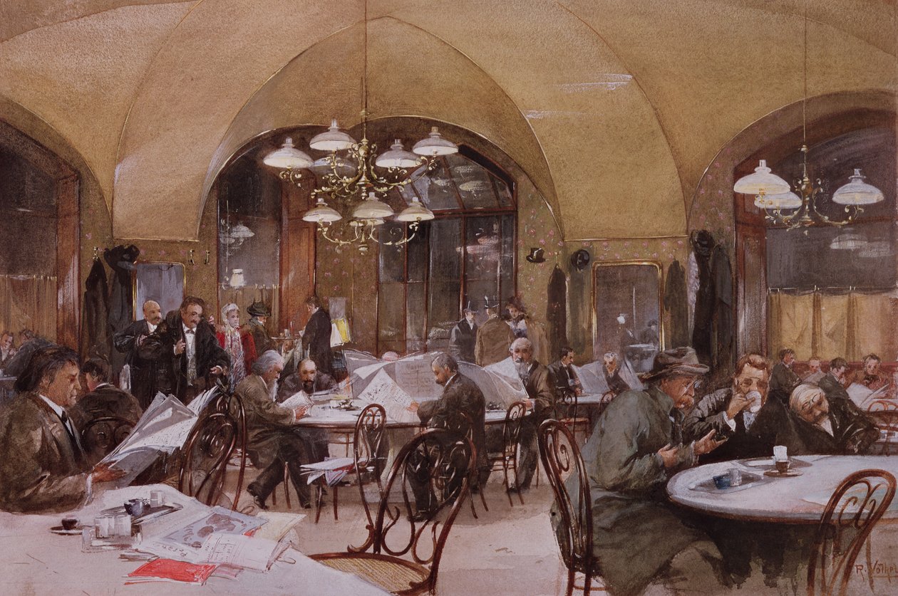 Cafe Griensteidl, Wiedeń, 1890 autorstwa Reinhold Volkel