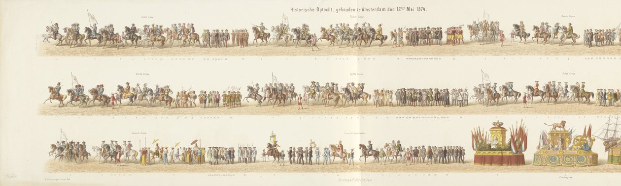 Procesja historyczna, która odbyła się w Amsterdamie 12 maja 1874 r. (tytuł na obiekcie) autorstwa Reinier Craeyvanger