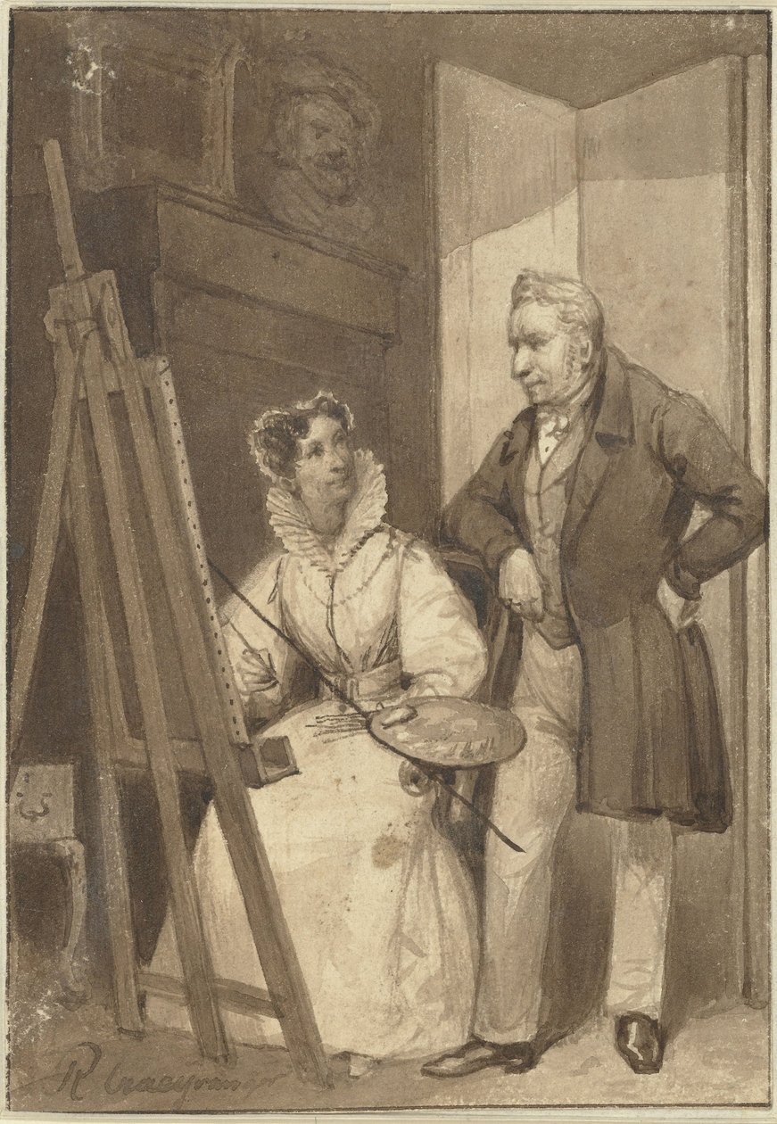 Portret Wilhelminy Fryderyki Zofii Pruskiej, księżnej Oranje-Nassau, z mężem królem Wilhelmem I autorstwa Reinier Craeyvanger