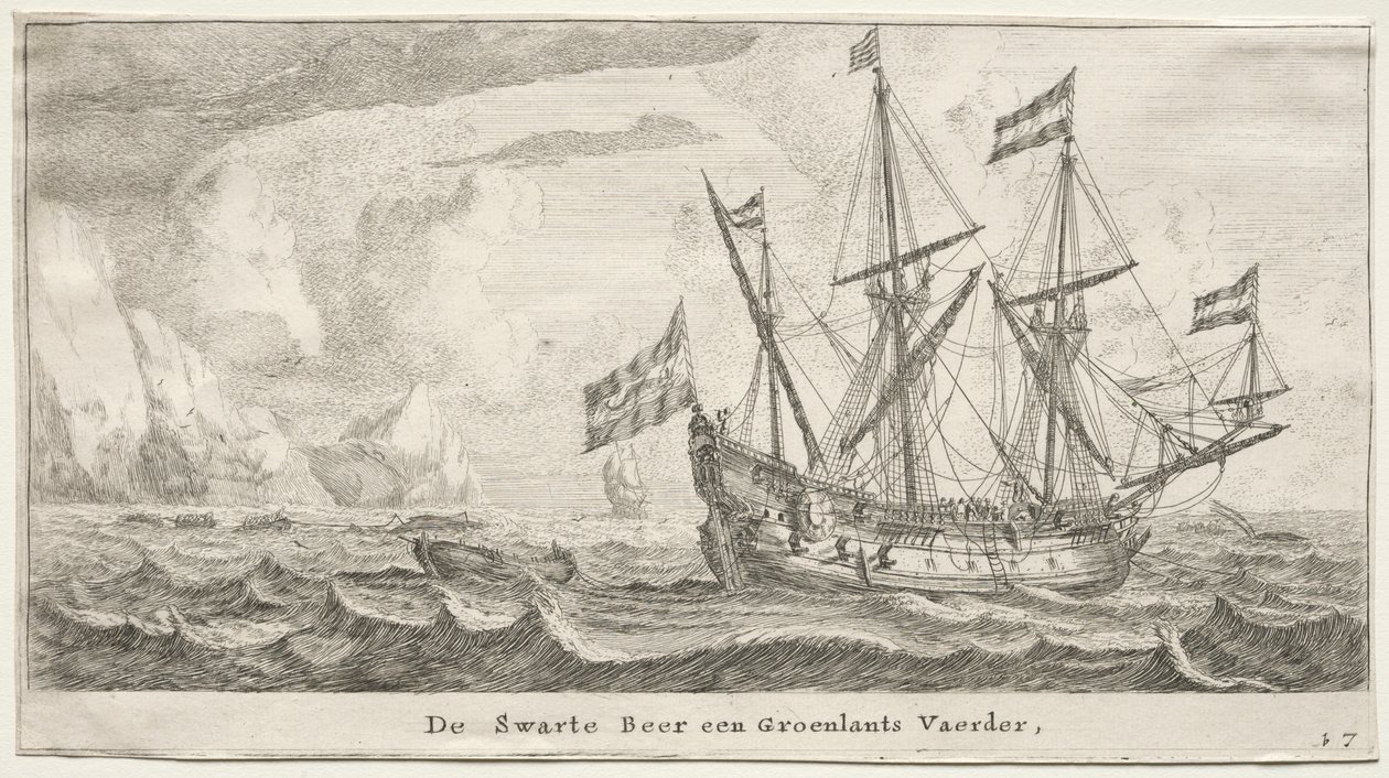Statki Amsterdamu: Czarny Niedźwiedź, wielorybnik grenlandzki. autorstwa Reinier Nooms