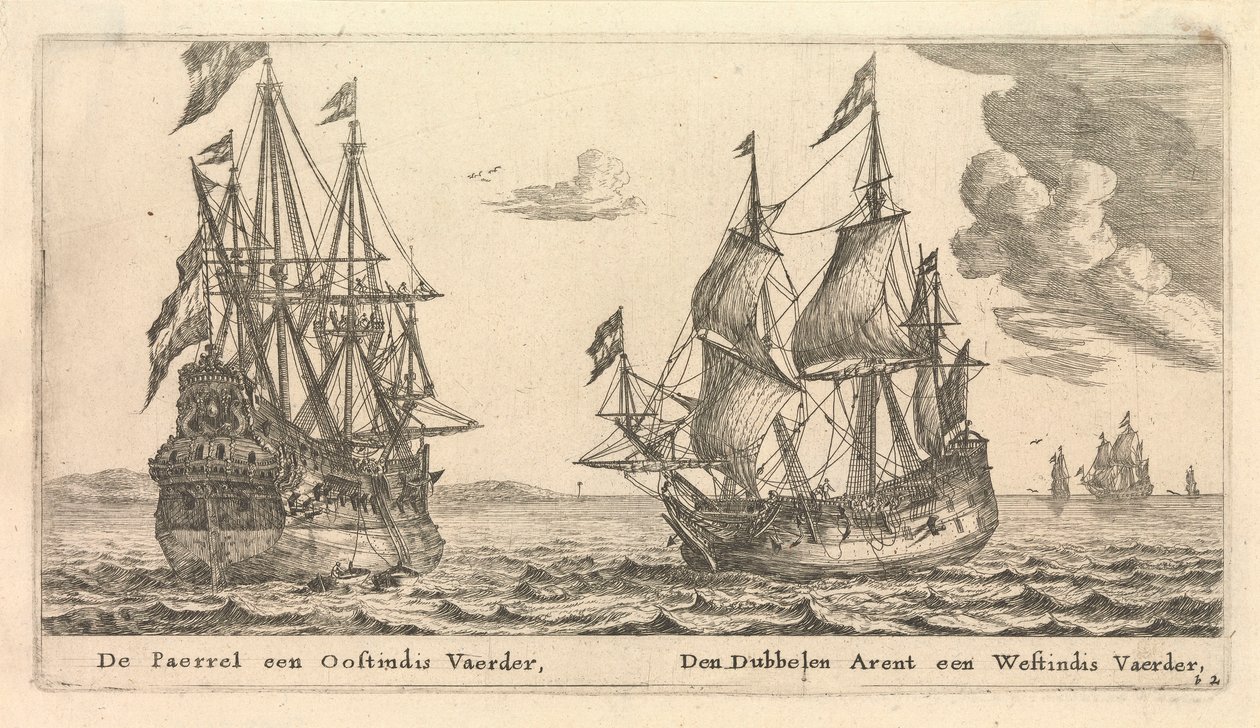 Holenderskie statki "Paerrel" i "Dubbelen Arent autorstwa Reinier Nooms