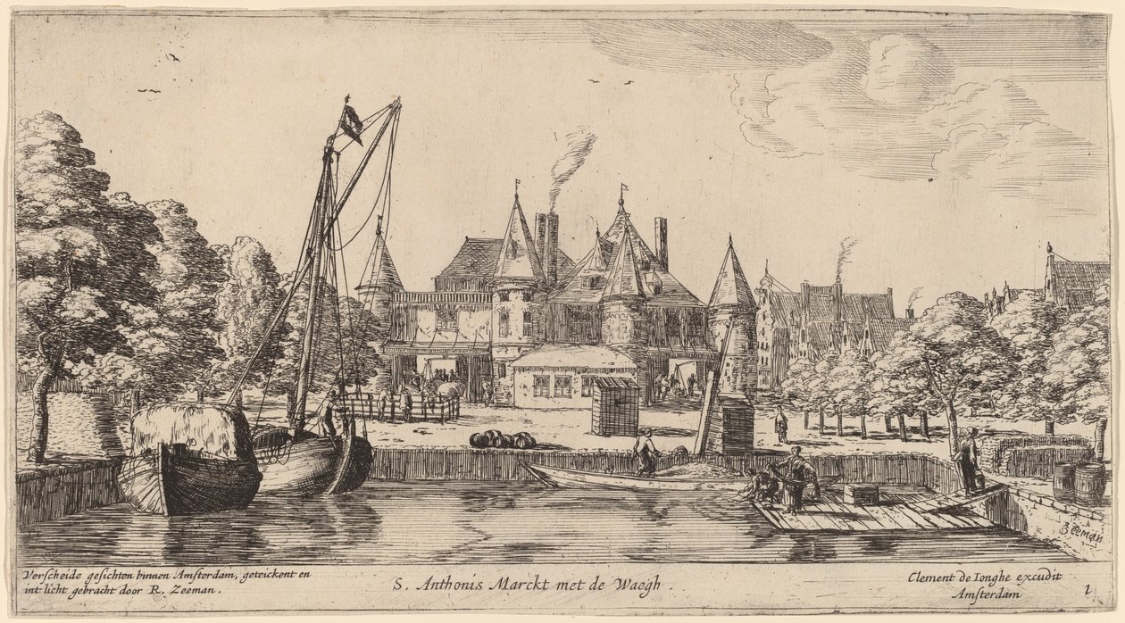 Nieuwmarkt z St. Anthonis Waag (S. Anthonis Markt z Waegh) autorstwa Reinier Nooms, called Zeeman