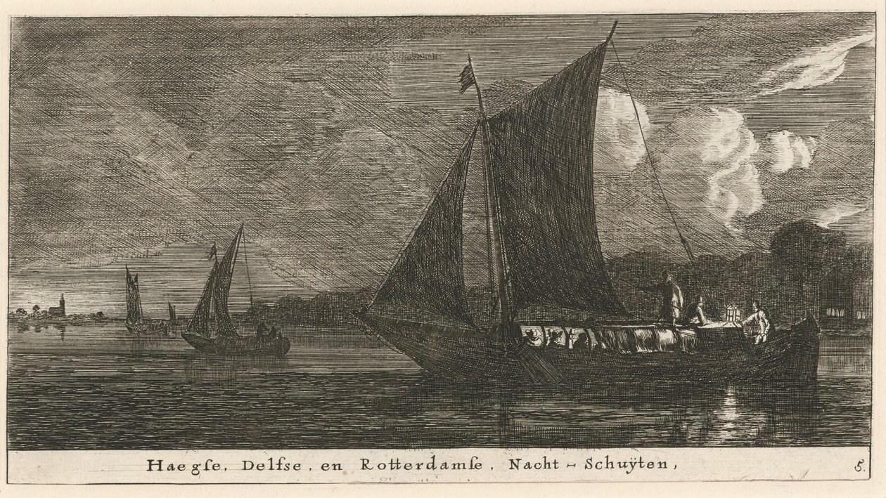 Nocne łodzie do Hagi, Delft i Amsterdamu autorstwa Reinier Nooms, called Zeeman