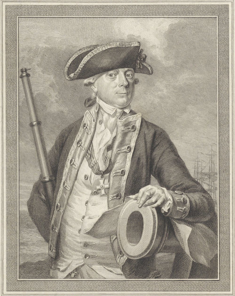 Admirał Jan Hendrik van Kinsbergen 1735-1819, hrabia Dogger Bank, 1781 autorstwa Reinier Vinkeles