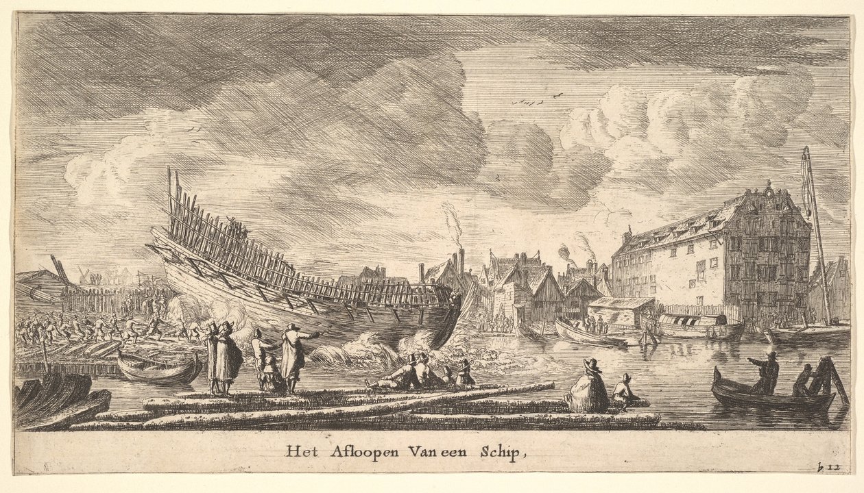 Wodowanie statku, XVII wiek. autorstwa Reinier Zeeman