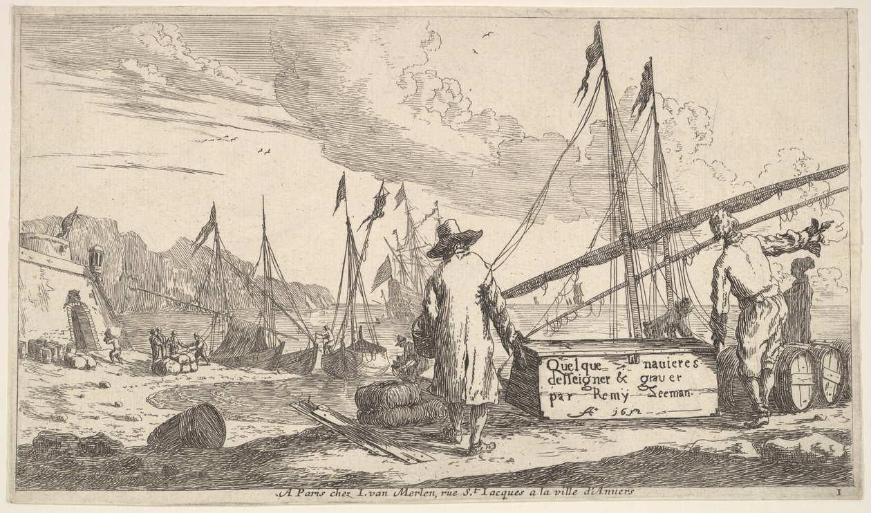 Strona tytułowa, Niektóre statki zaprojektowane i wyryte przez Remy Zeemana, 1652. autorstwa Reinier Zeeman