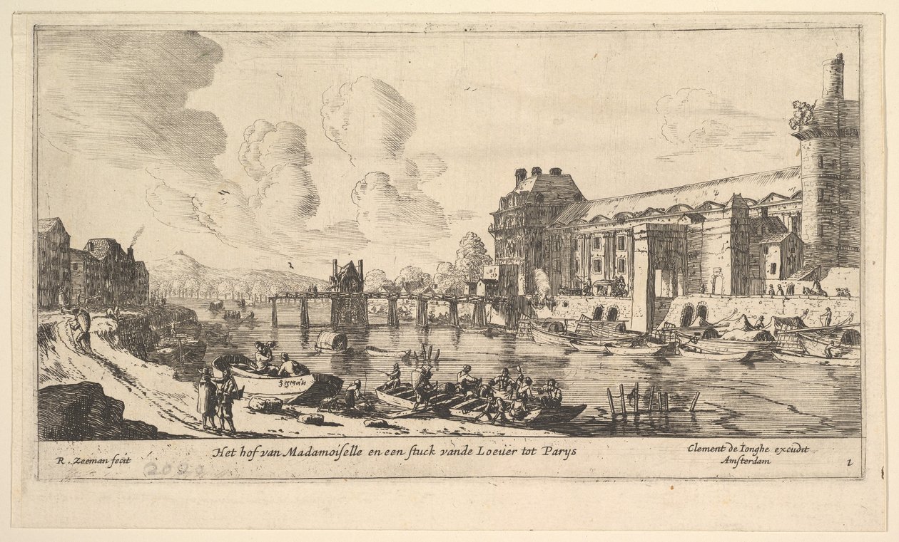 Widok na Luwr i Tuileries, z Widoków Paryża i okolic, tablica 1, XVII wiek. autorstwa Reinier Zeeman