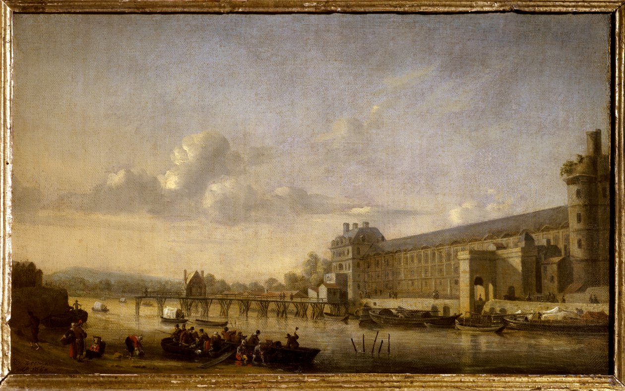 Widok na Sekwanę z południową fasadą i wielką galerią Luwru Obraz Reiniera Nooms dit Zeeman (1623-1667) 1660 nd. 0,26x0,41 m Paryż, Muzeum Luwru. autorstwa Reinier Zeeman