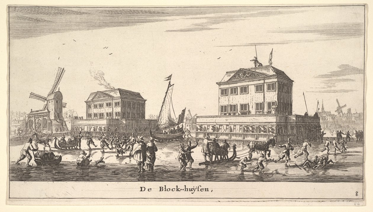Scena zimowa w Blockhouse w Amsterdamie, XVII wiek. autorstwa Reinier Zeeman