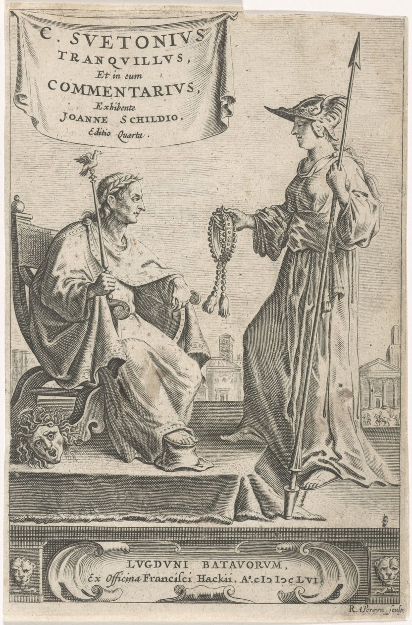 Cokół z cesarzem na swoim miejscu Strona tytułowa dla: J. Schild, [Opera], 1656 autorstwa Reinier van Persijn