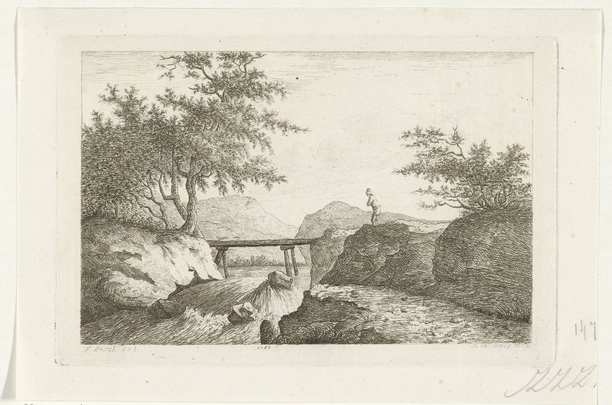 Most przy wodospadzie autorstwa Reinierus Albertus Ludovicus baron van Isendoorn à Blois
