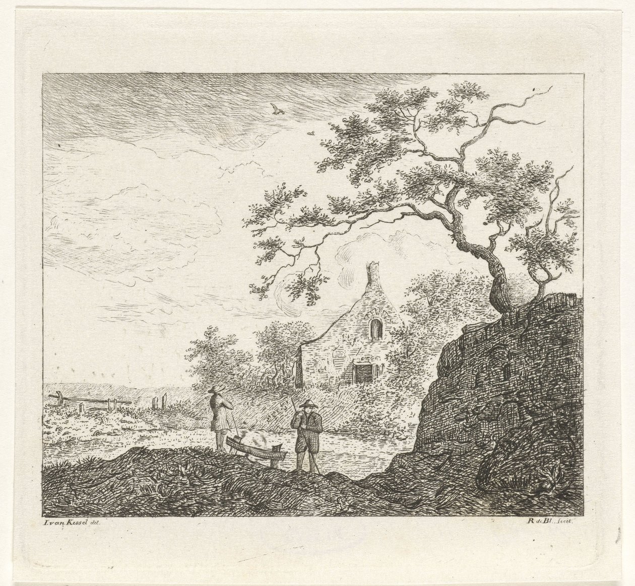 Krajobraz z postaciami autorstwa Reinierus Albertus Ludovicus baron van Isendoorn à Blois