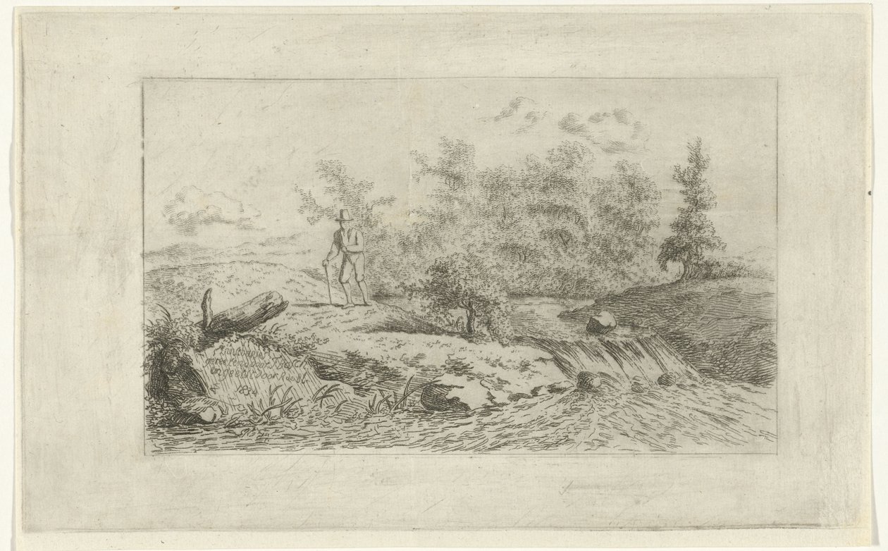Mężczyzna przy wodospadzie autorstwa Reinierus Albertus Ludovicus baron van Isendoorn à Blois