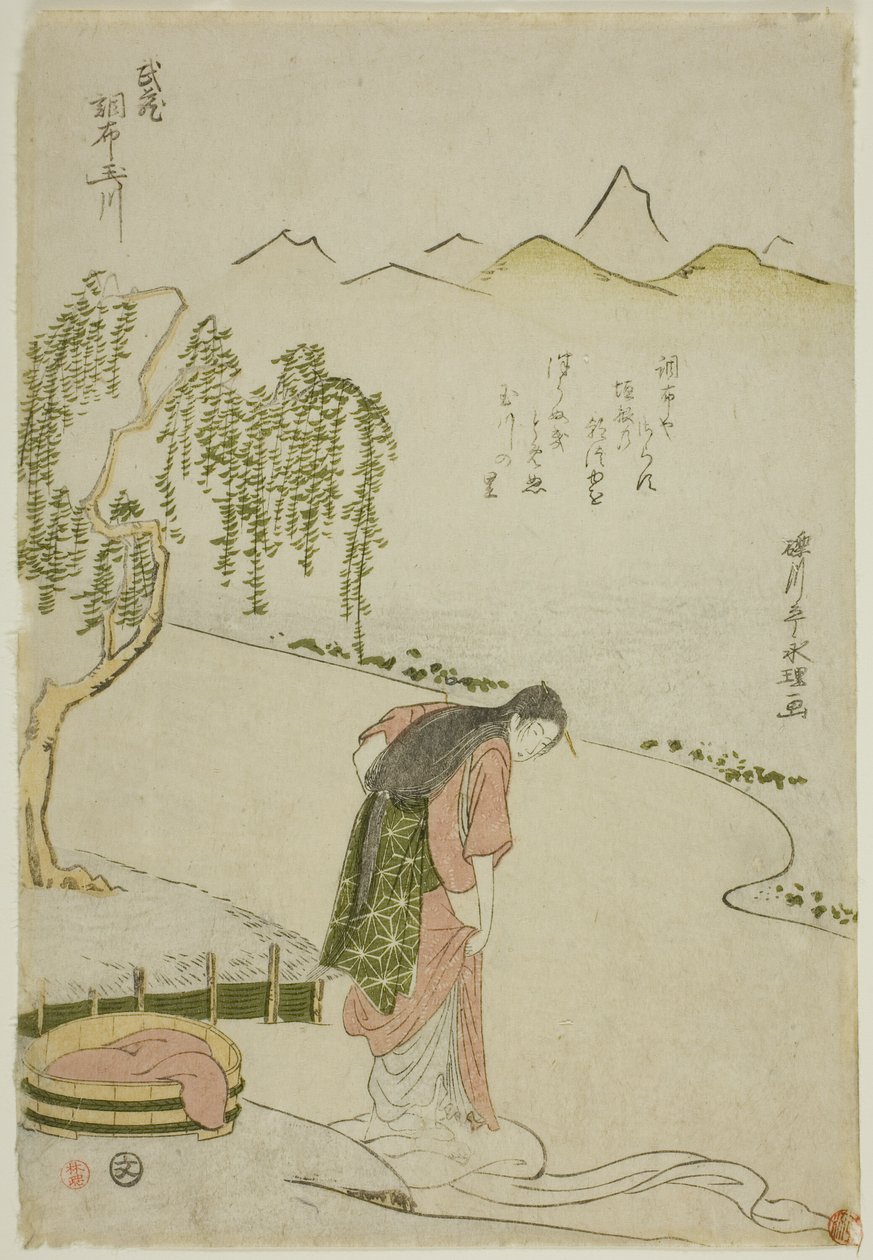 Rzeka Chofu Jewel w prowincji Musashi (Musashi Chofu no Tamagawa), z serii bez tytułu Six Jewel Rivers autorstwa Rekisentei Eiri