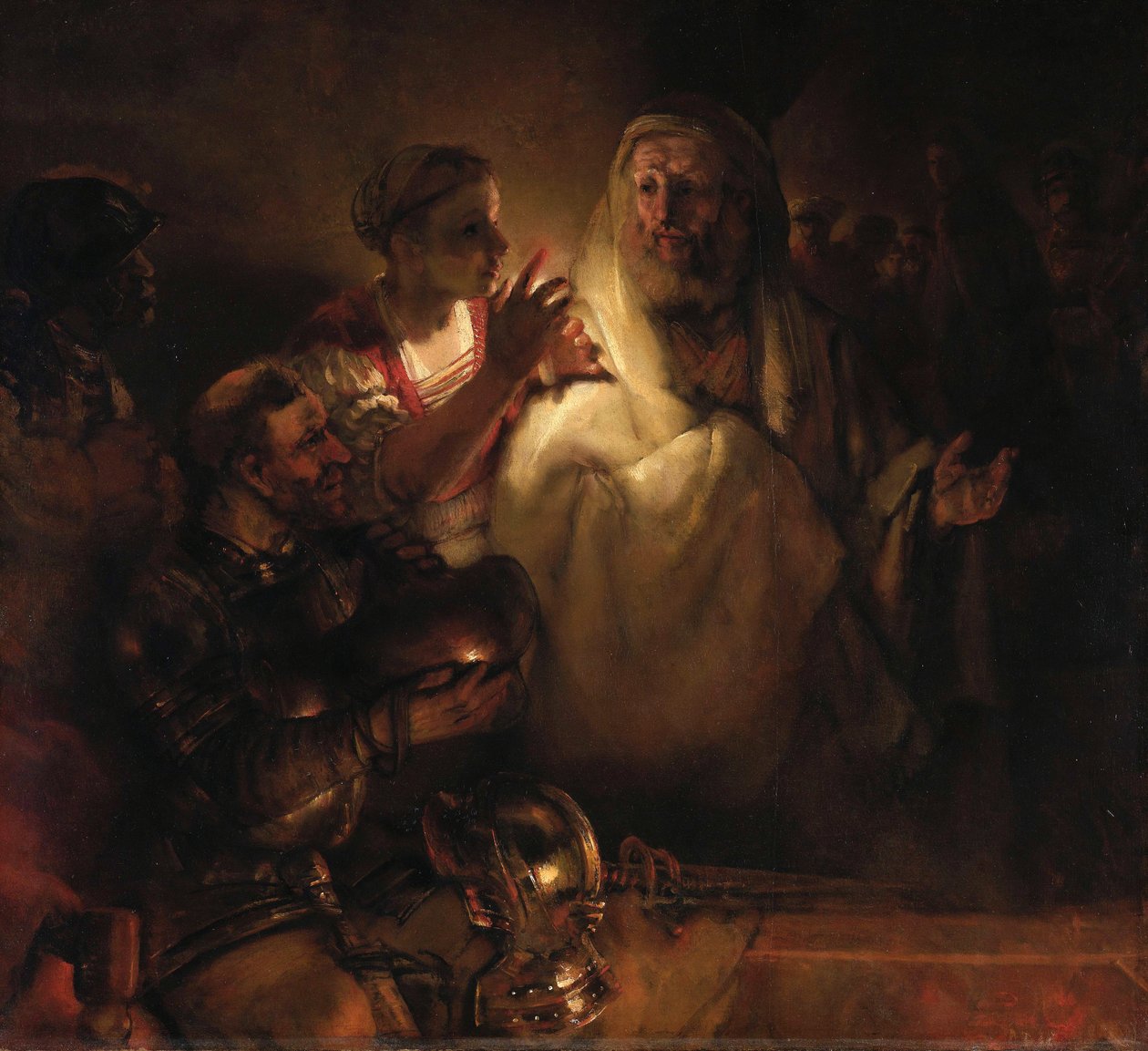 Zaprzeczenie św. Piotra autorstwa Rembrandt van Rijn