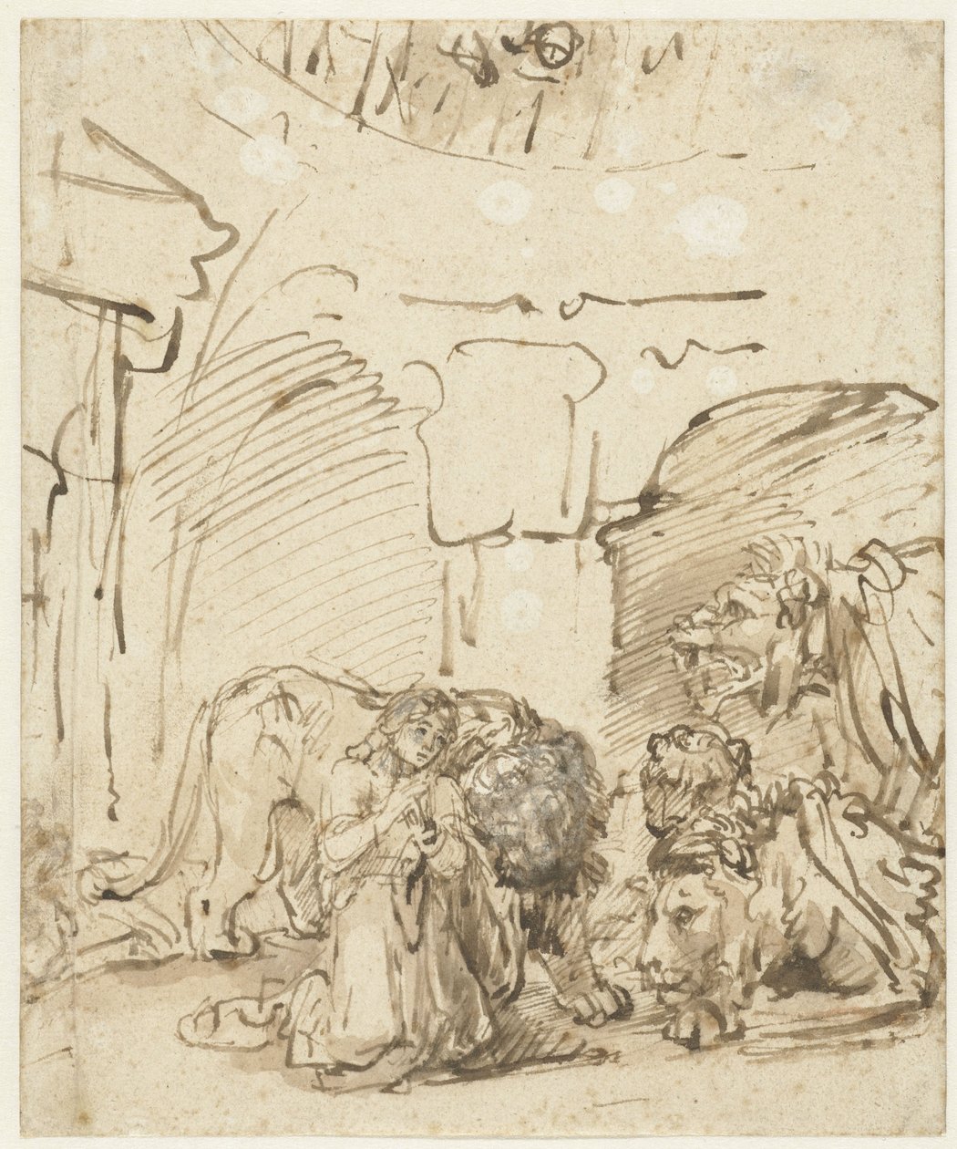 Daniel w lwiej jamie, ok.1650 autorstwa Rembrandt van Rijn