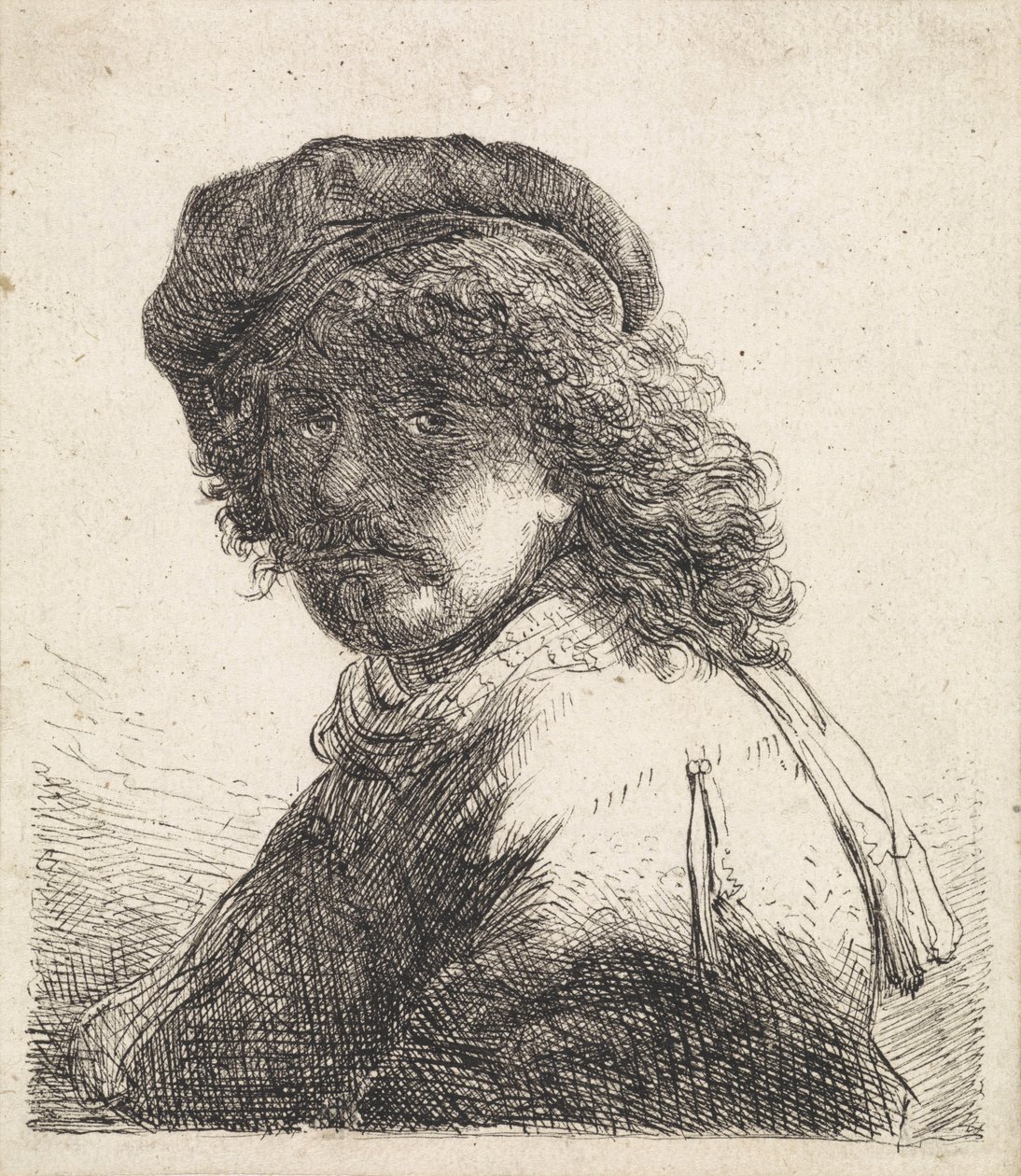 Rembrandt van Rijn w berecie i szaliku autorstwa Rembrandt van Rijn