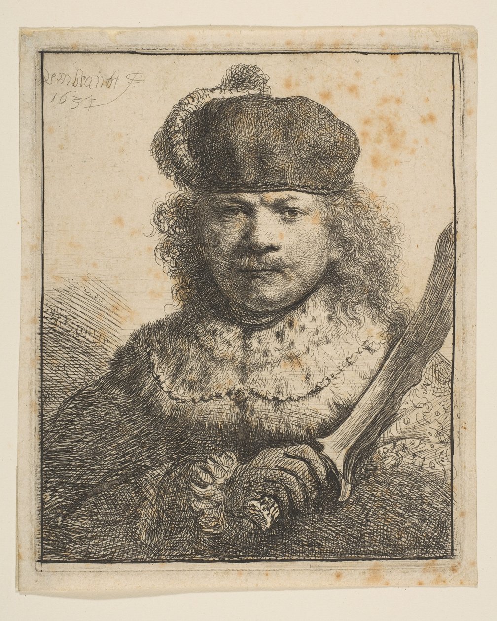 Rembrandt z podniesioną szablą, 1634 autorstwa Rembrandt van Rijn