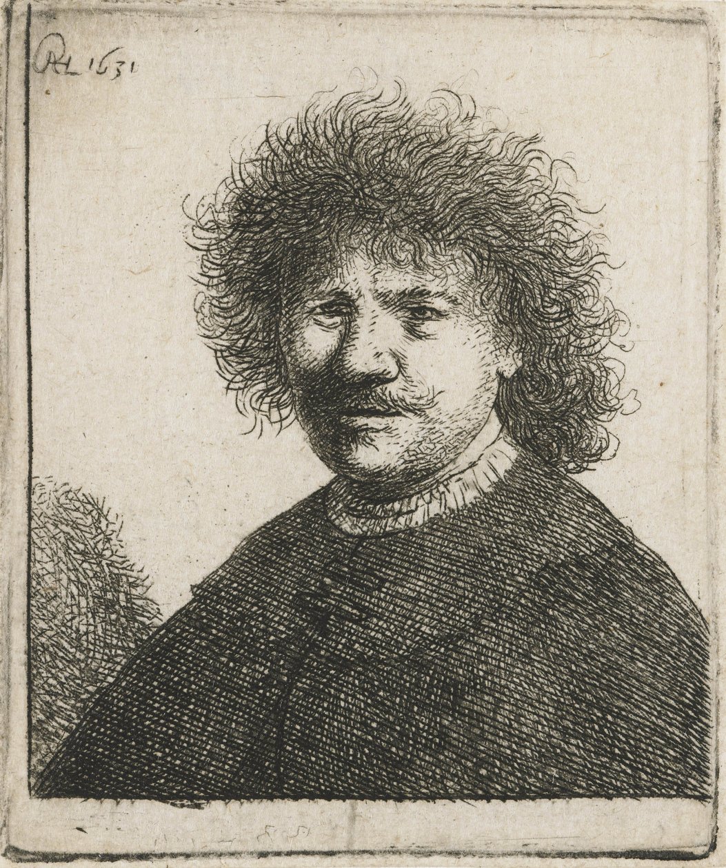 Autoportret w płaszczu z płaskim kołnierzem, 1630-31 autorstwa Rembrandt van Rijn