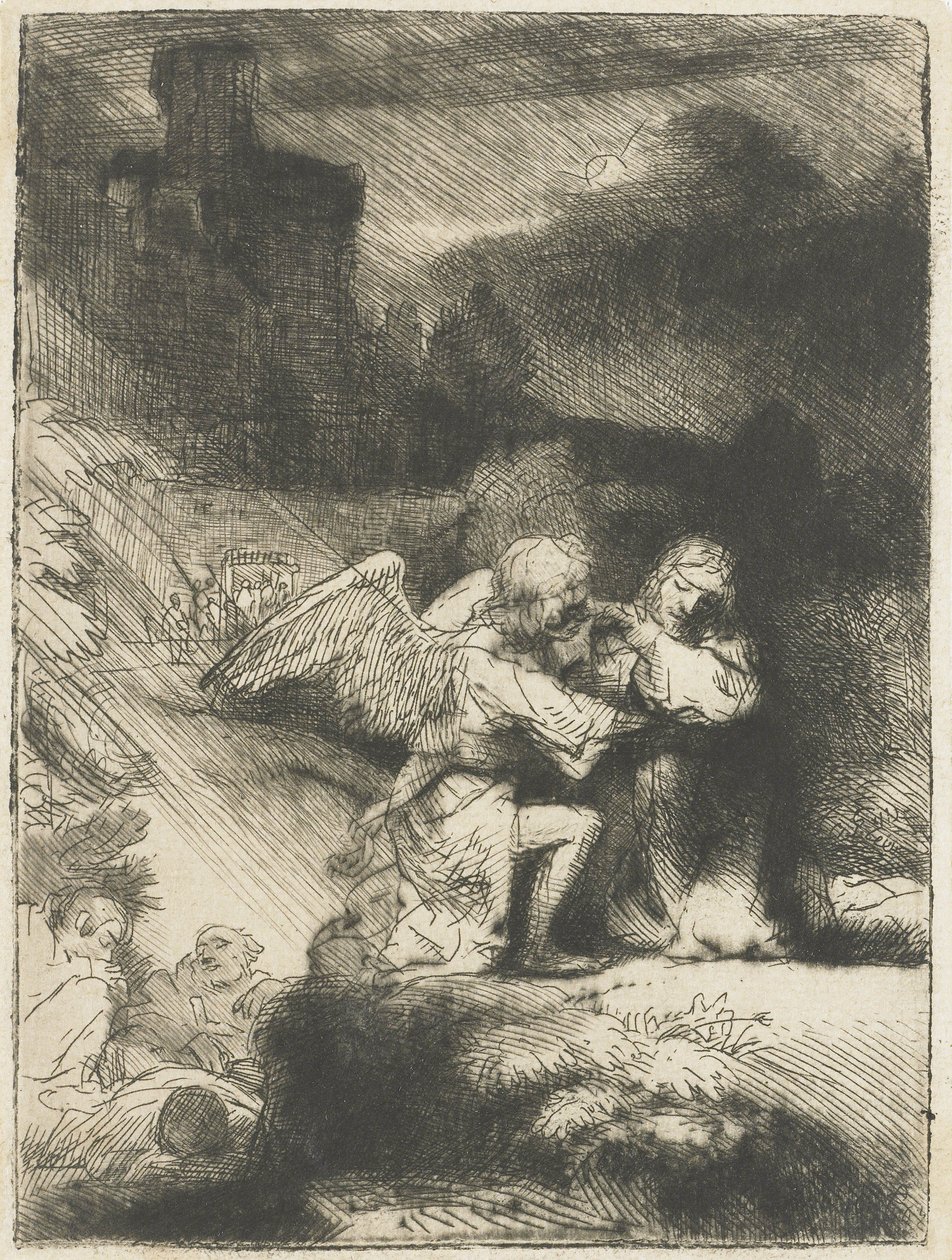 Agonia w ogrodzie, 1655-59 autorstwa Rembrandt van Rijn