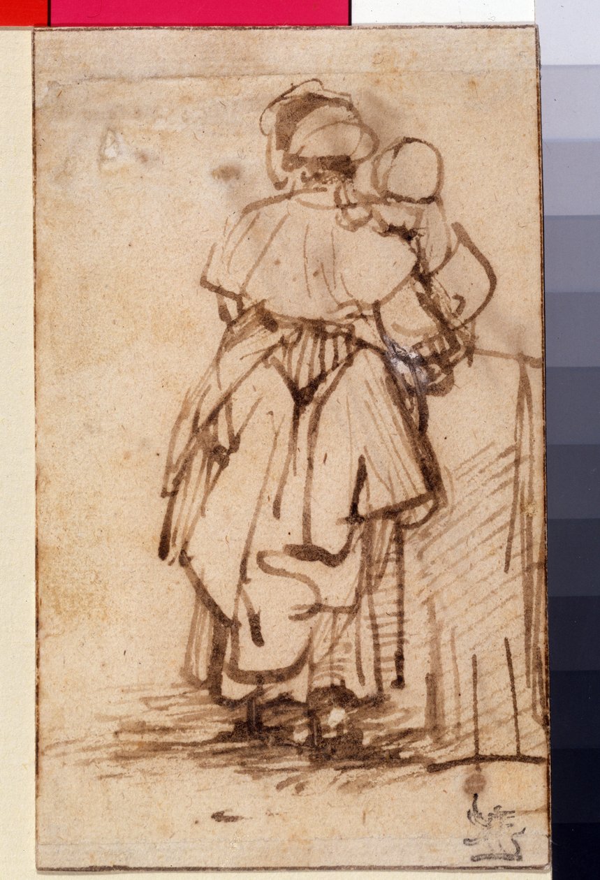 Kobieta z dzieckiem na kolanach, ok. 1640 autorstwa Rembrandt van Rijn