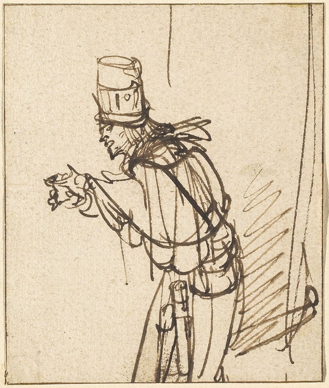 Kwak, ok. 1637 (długopis i brązowy tusz na papierze wykładanym) autorstwa Rembrandt van Rijn