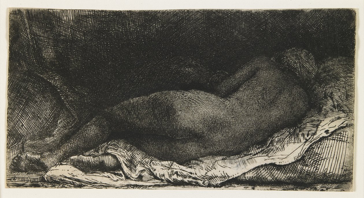 Murzynka w pozycji leżącej, 1658 autorstwa Rembrandt van Rijn