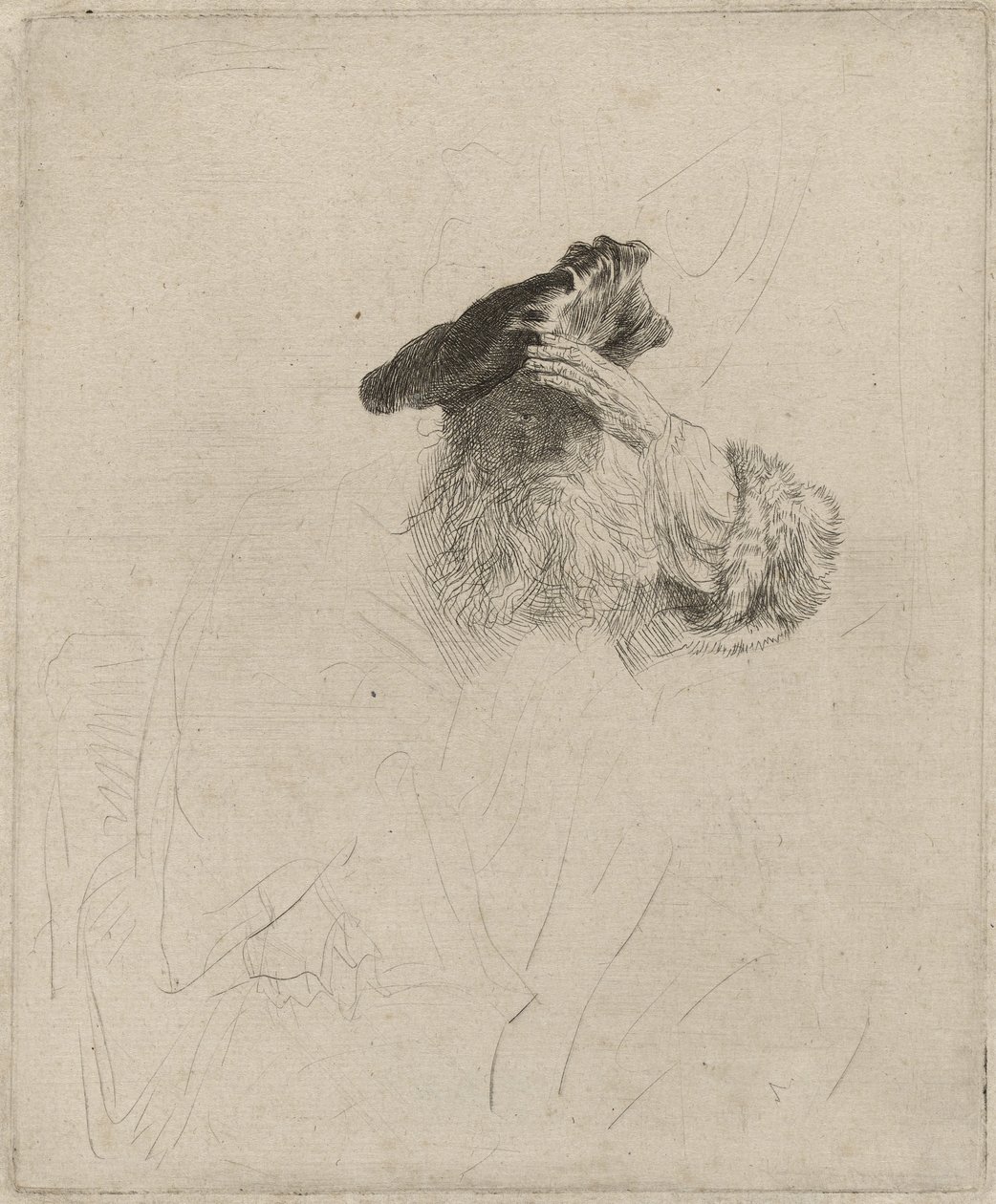 Stary człowiek osłaniający oczy dłonią, ok. 1639 r. autorstwa Rembrandt van Rijn