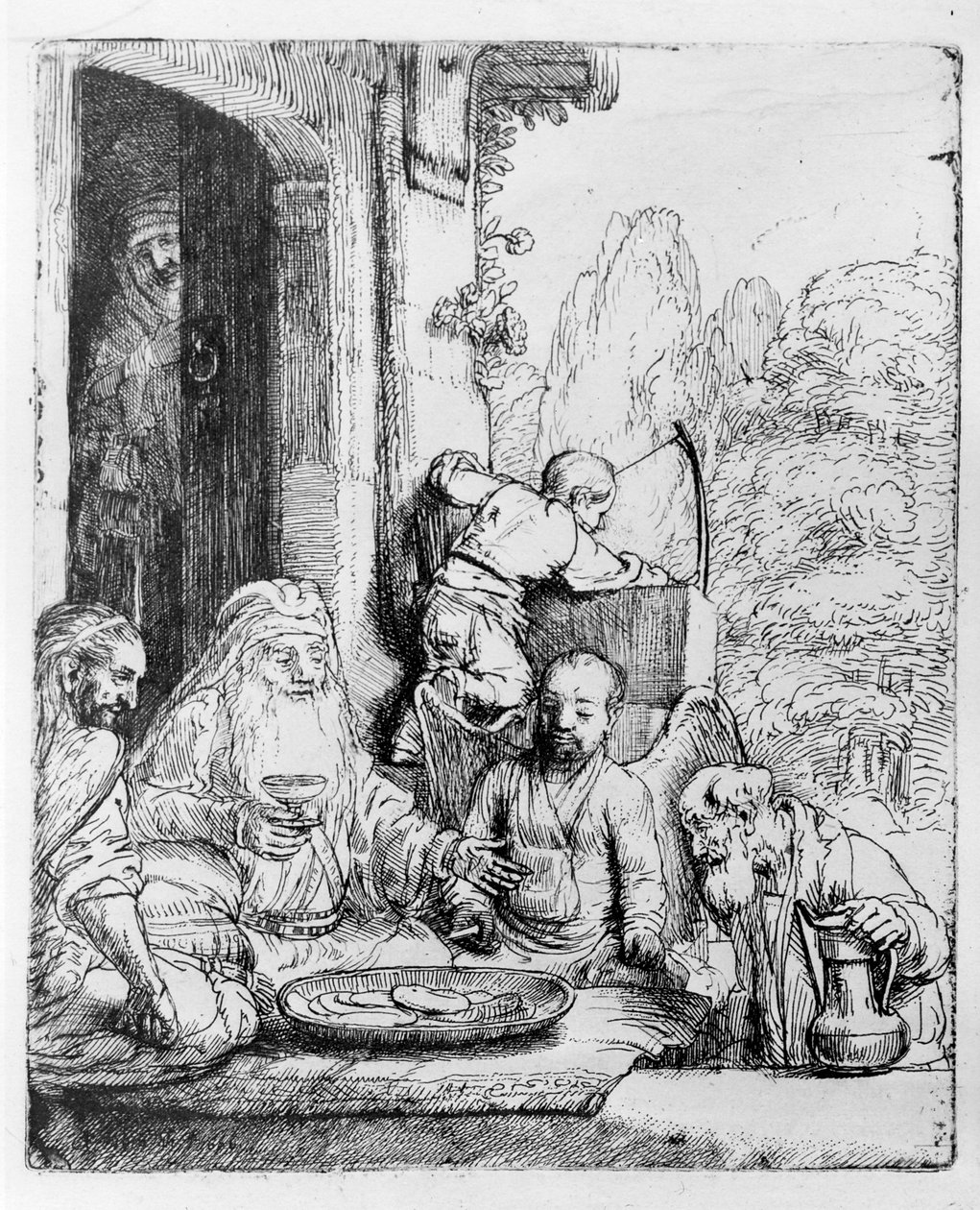 Abraham zabawiający aniołów, 1656 autorstwa Rembrandt van Rijn