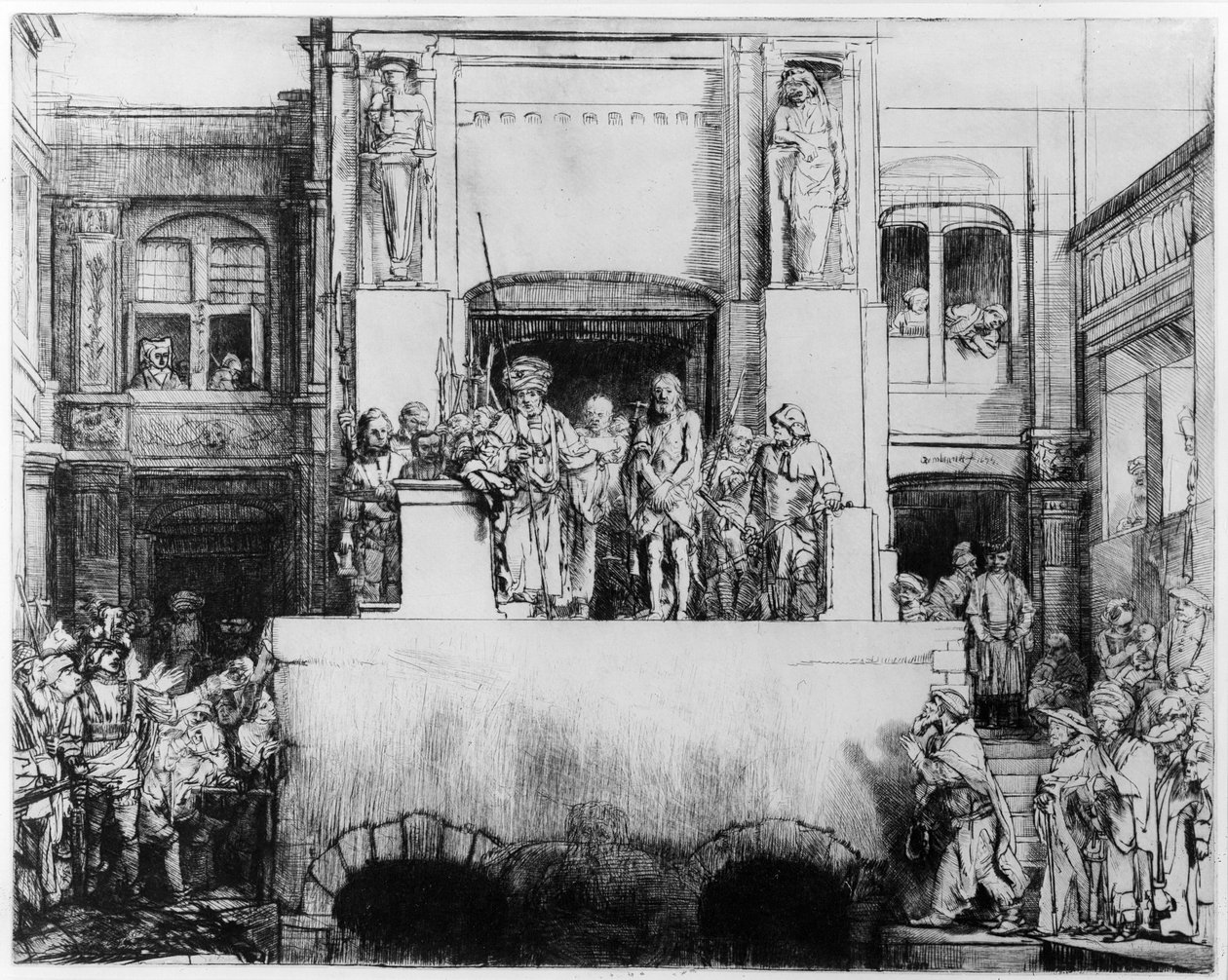 Chrystus przedstawiony ludowi, 1655 (sucha igła) autorstwa Rembrandt van Rijn