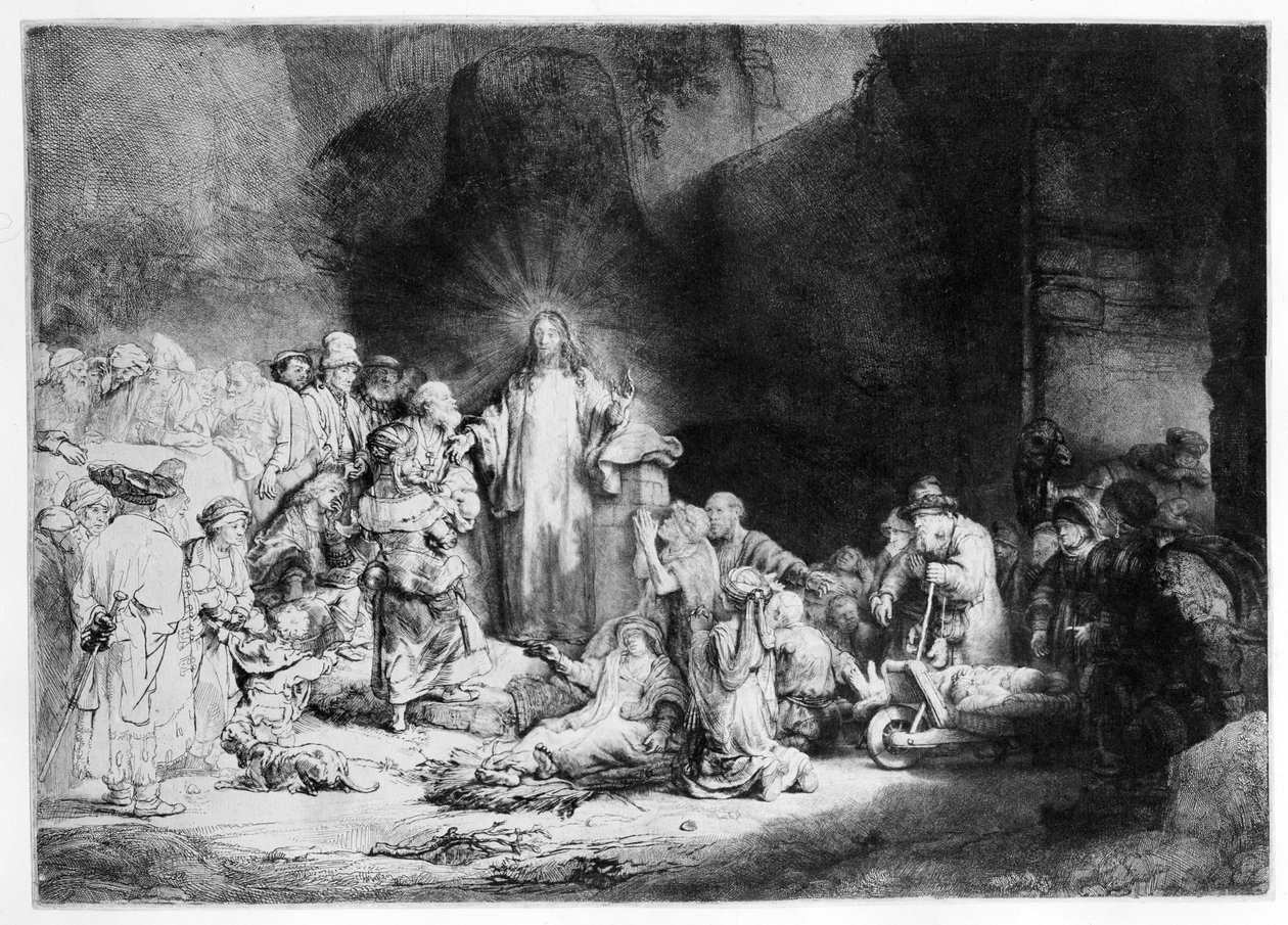 Chrystus nauczający w skalistym krajobrazie, ok. 1645 autorstwa Rembrandt van Rijn