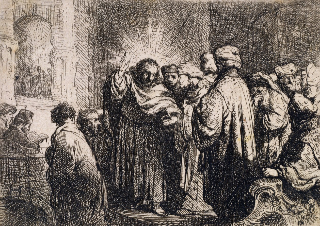Chrystus ze starszyzną, z albumu Michaela Faradaya autorstwa Rembrandt van Rijn