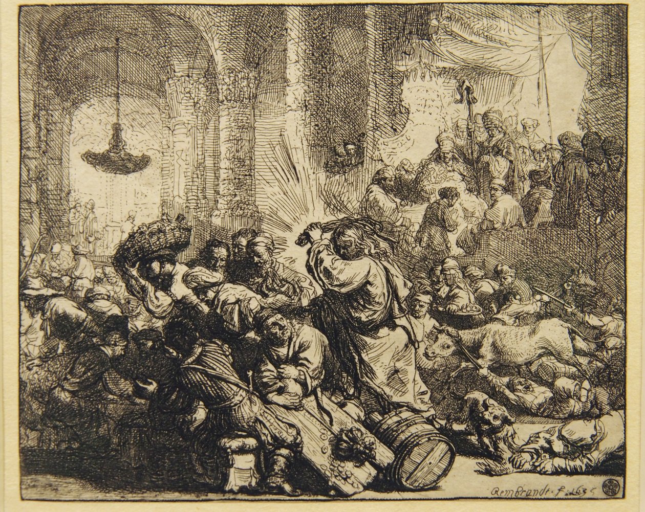 Chrystus wypędza wymieniających pieniądze ze świątyni autorstwa Rembrandt van Rijn