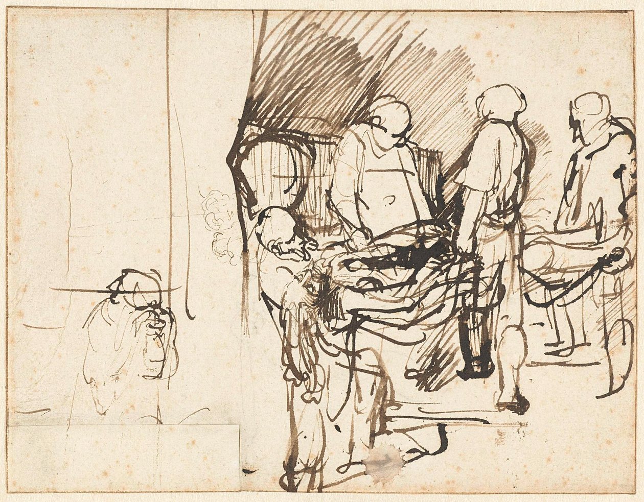 Złożenie do grobu na szkicu kata autorstwa Rembrandt van Rijn
