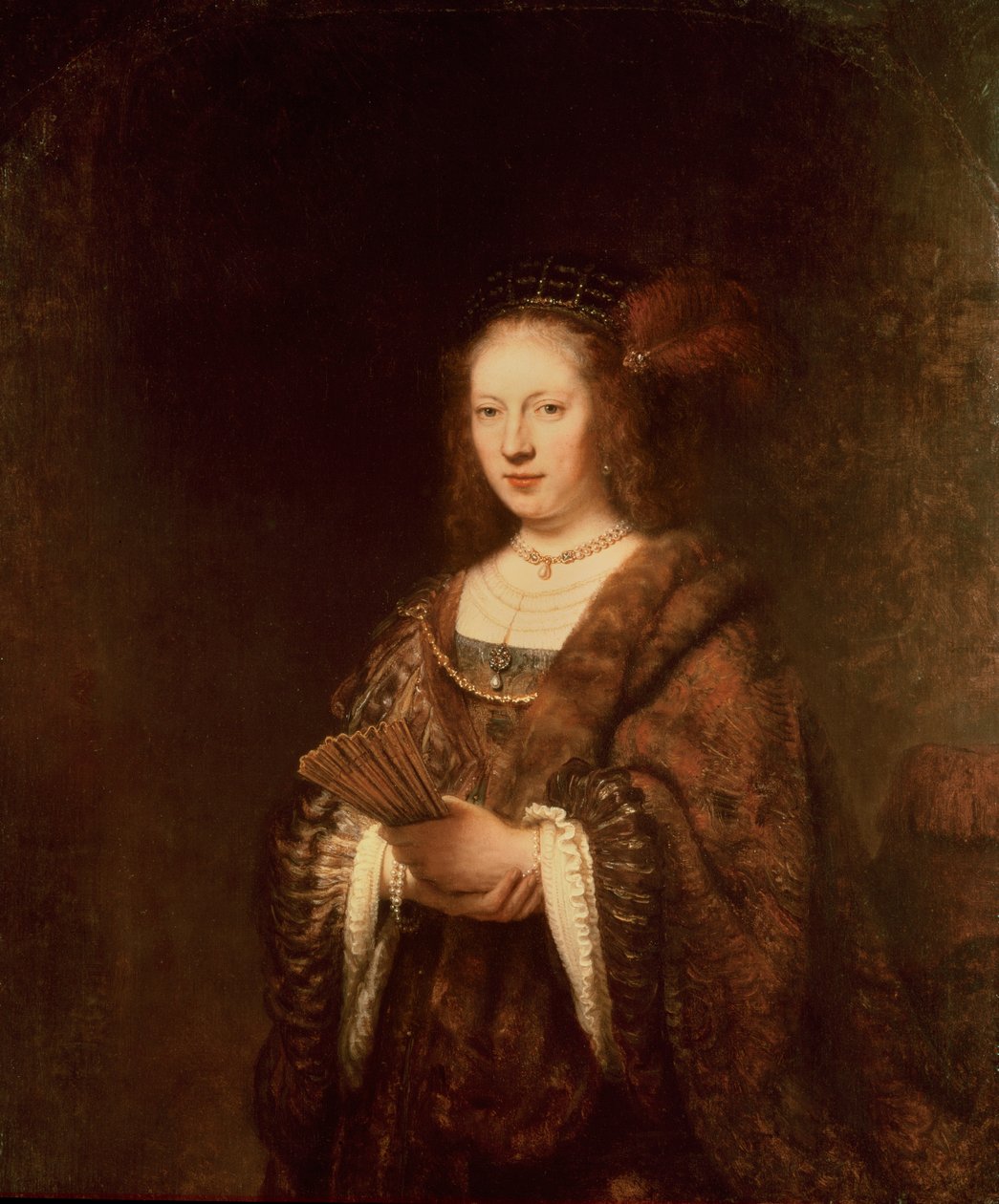 Pani z wachlarzem autorstwa Rembrandt van Rijn
