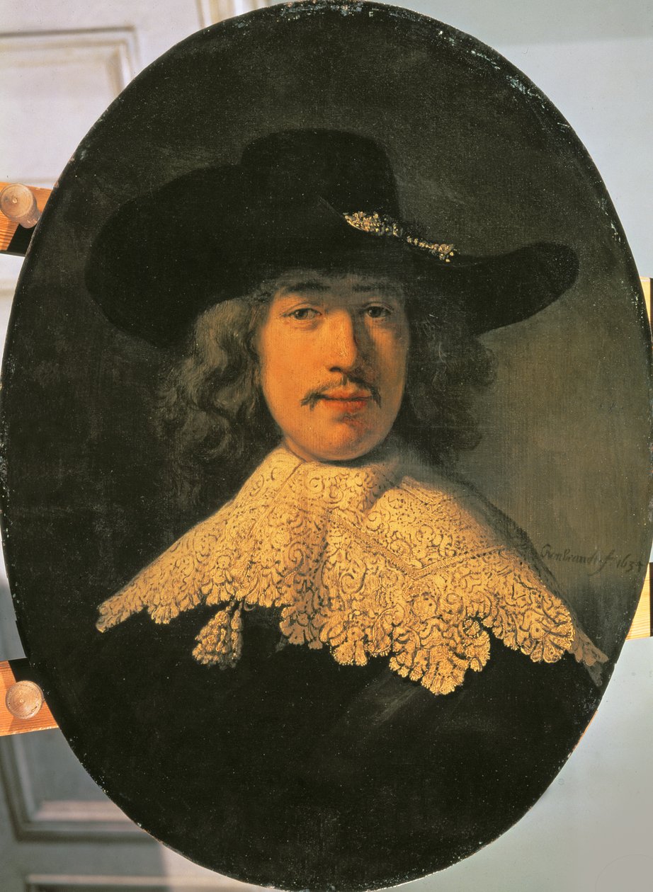 Portret młodzieńca z koronkowym kołnierzem, 1634 autorstwa Rembrandt van Rijn