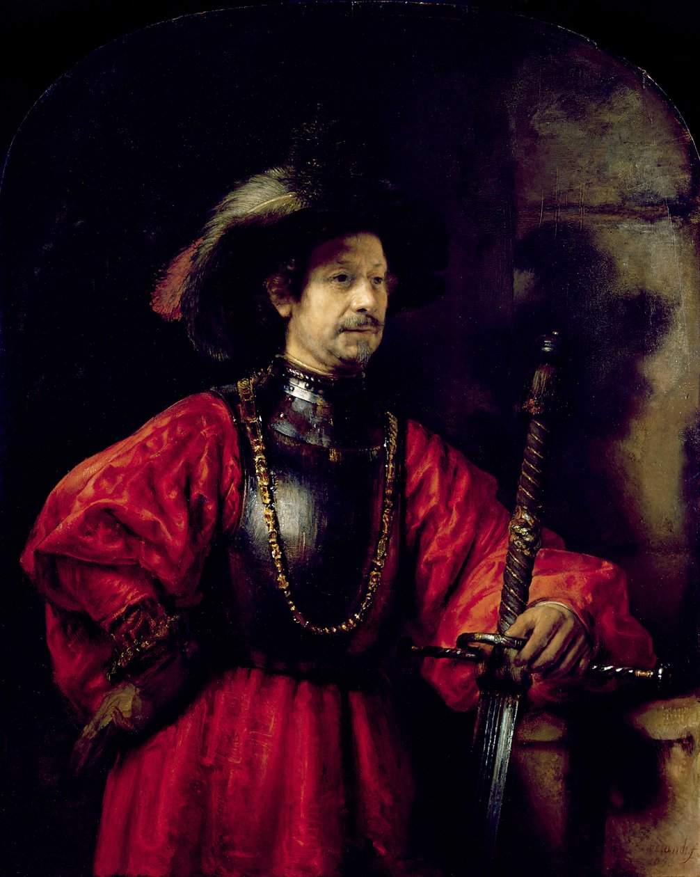Portret mężczyzny w stroju wojskowym, 1650 autorstwa Rembrandt van Rijn