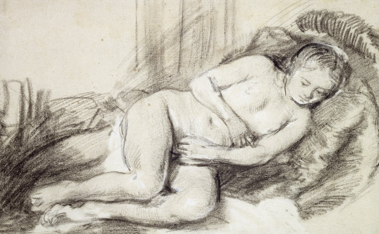 Półleżąca nagość kobieca autorstwa Rembrandt van Rijn