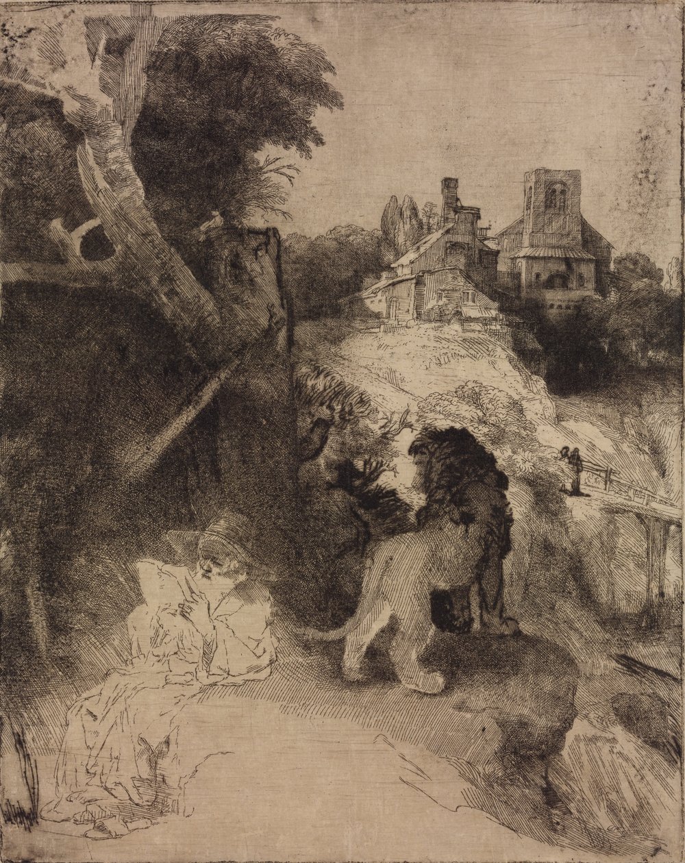 Święty Hieronim we włoskim krajobrazie autorstwa Rembrandt van Rijn