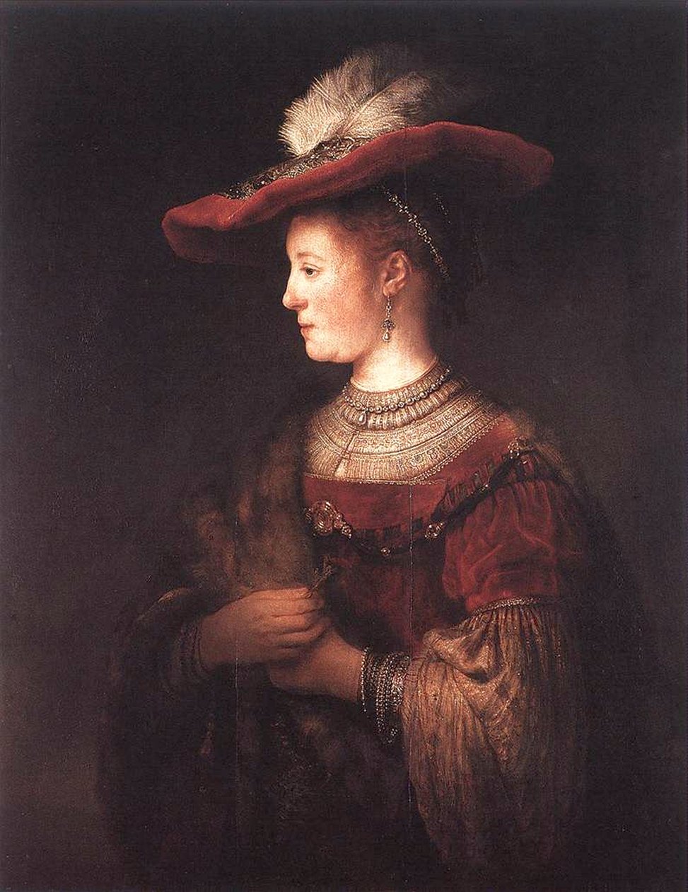 Saskia w bufiastej sukience autorstwa Rembrandt van Rijn