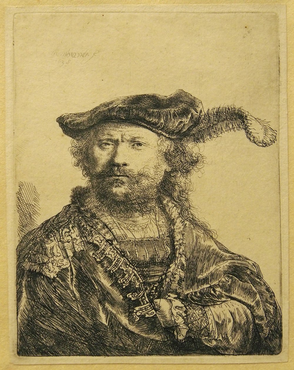 Autoportret z piórkiem na czapce autorstwa Rembrandt van Rijn