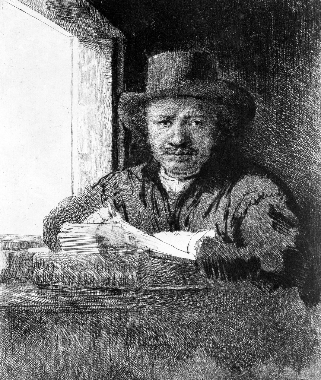Autoportret podczas rysowania, 1648 autorstwa Rembrandt van Rijn