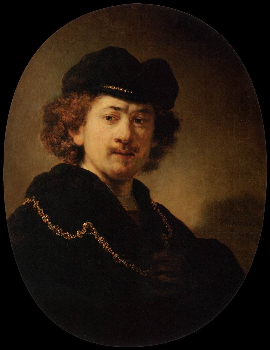 Autoportret w toczku i złotym łańcuszku autorstwa Rembrandt van Rijn