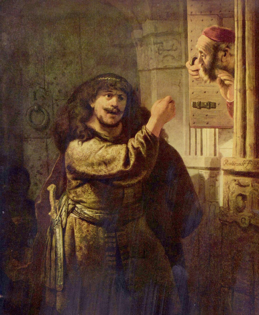 Samson grozi swojemu teście autorstwa Rembrandt van Rijn
