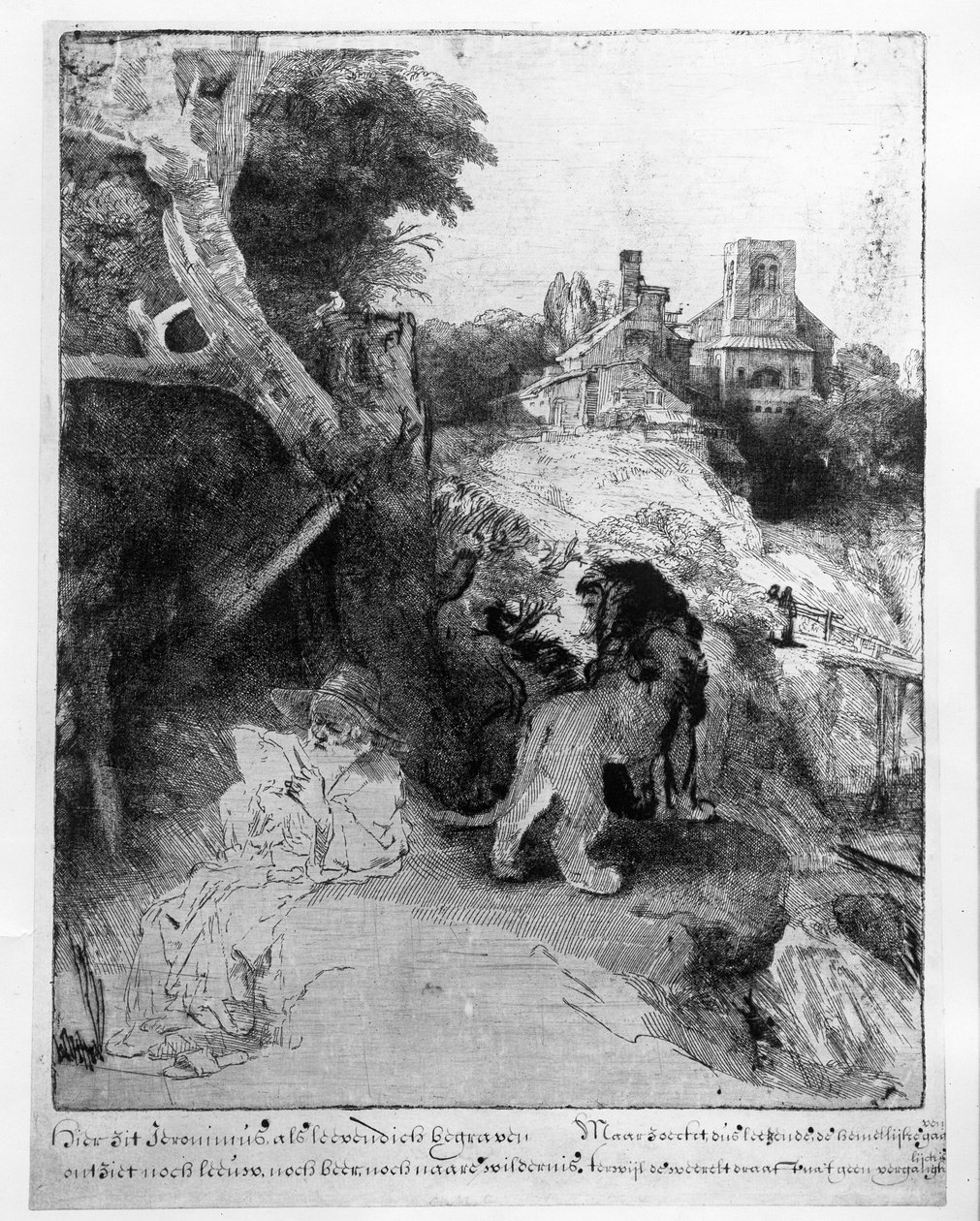 Św. Hieronim we włoskim pejzażu, ok.1653 autorstwa Rembrandt van Rijn